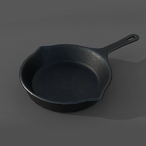 3D cast iron skillet frying pan model