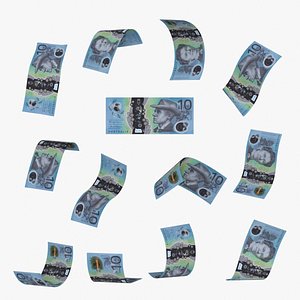 3D Australia 10 Dollar Falling Notes model