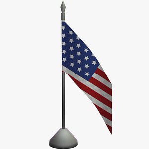 american flag flag desktop 3D model