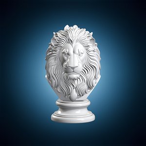 3D Majestic Lion Bust Round Pedestal
