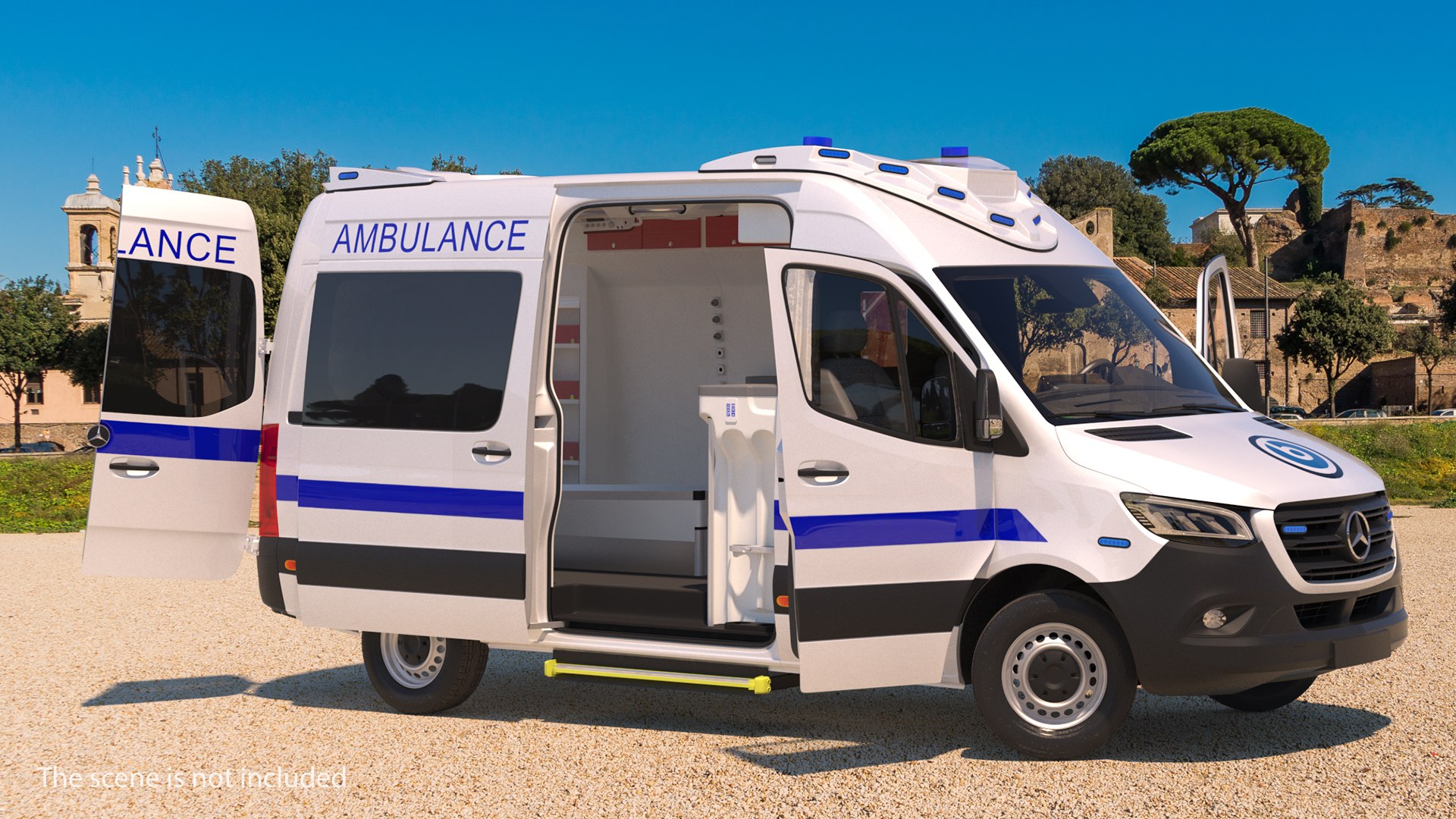 Mercedes Benz Sprinter Ambulance with Interior Rigged 3D model preview