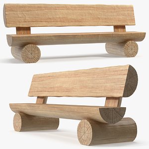 3D Countryside Log Seat with Back model