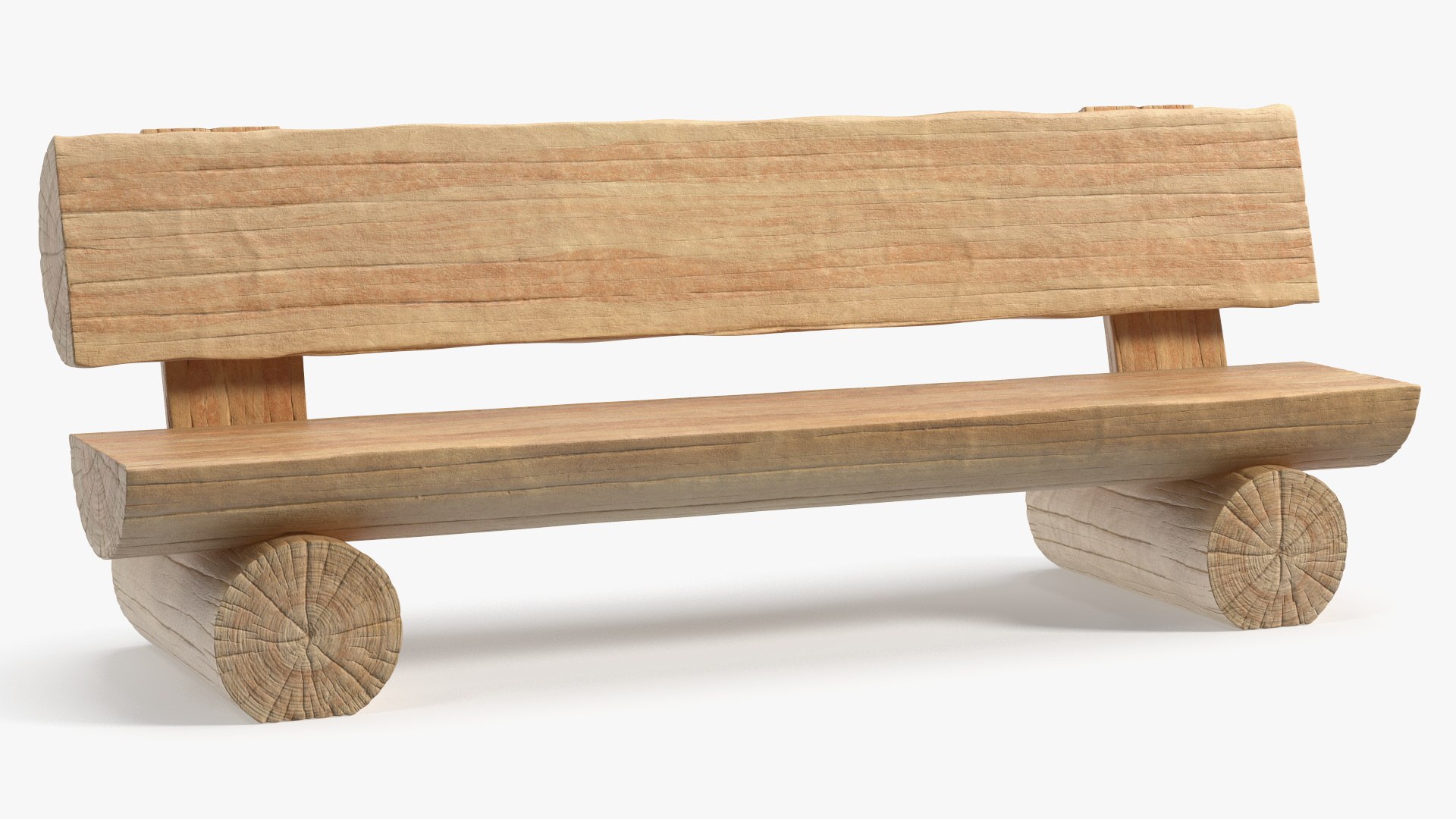 Countryside Log Seat with Back 3D model preview