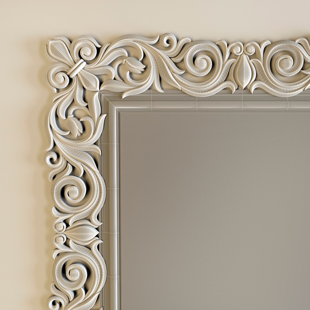 3d model gold square mirror