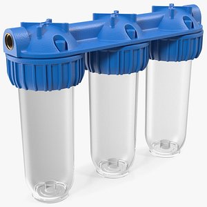 Triple Stage Water Filter Housing Transparent model