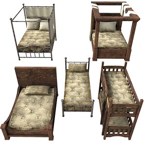 3D Set of 5 old beds