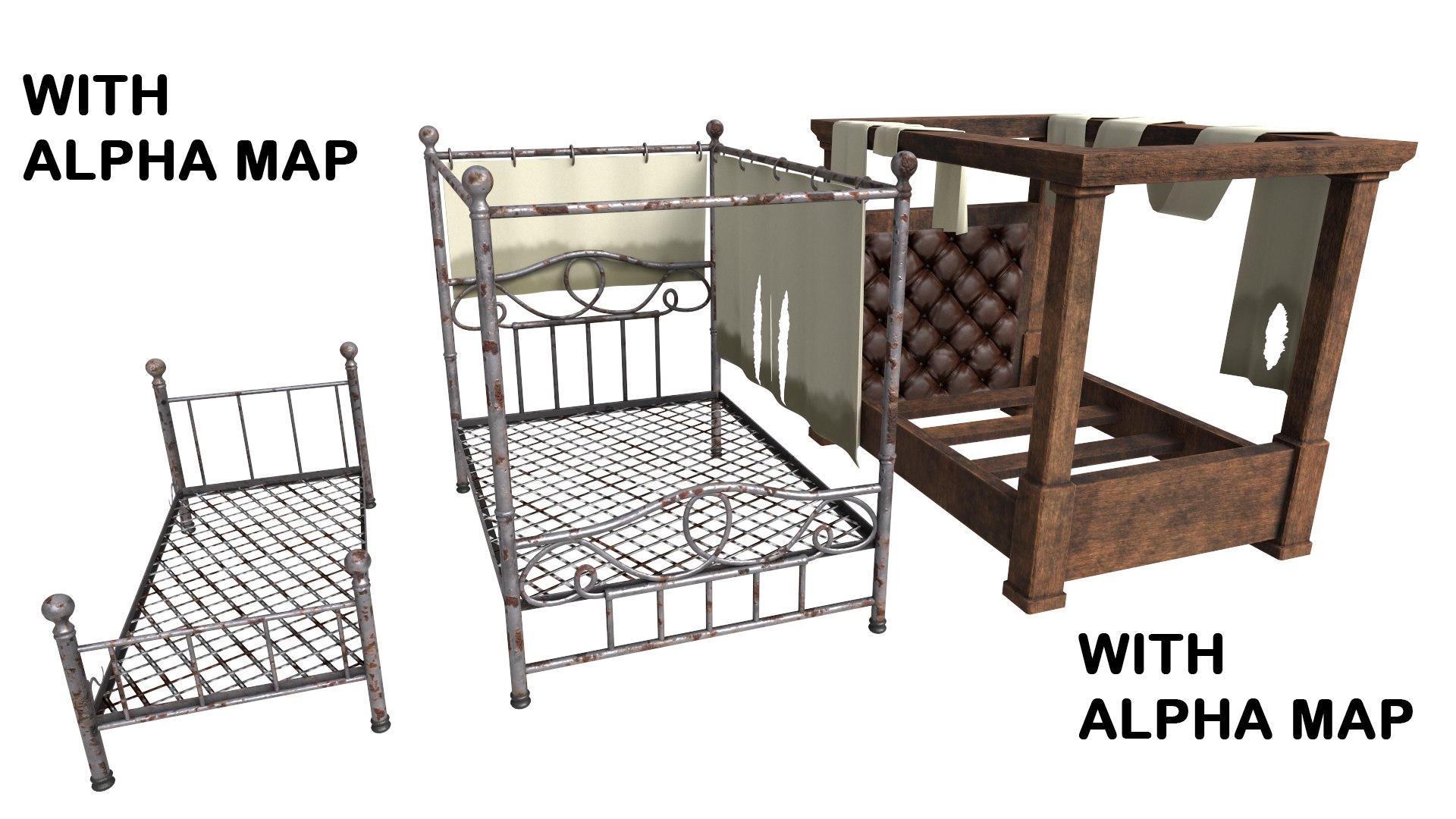 3D Set Of 5 Old Beds TurboSquid 2058085