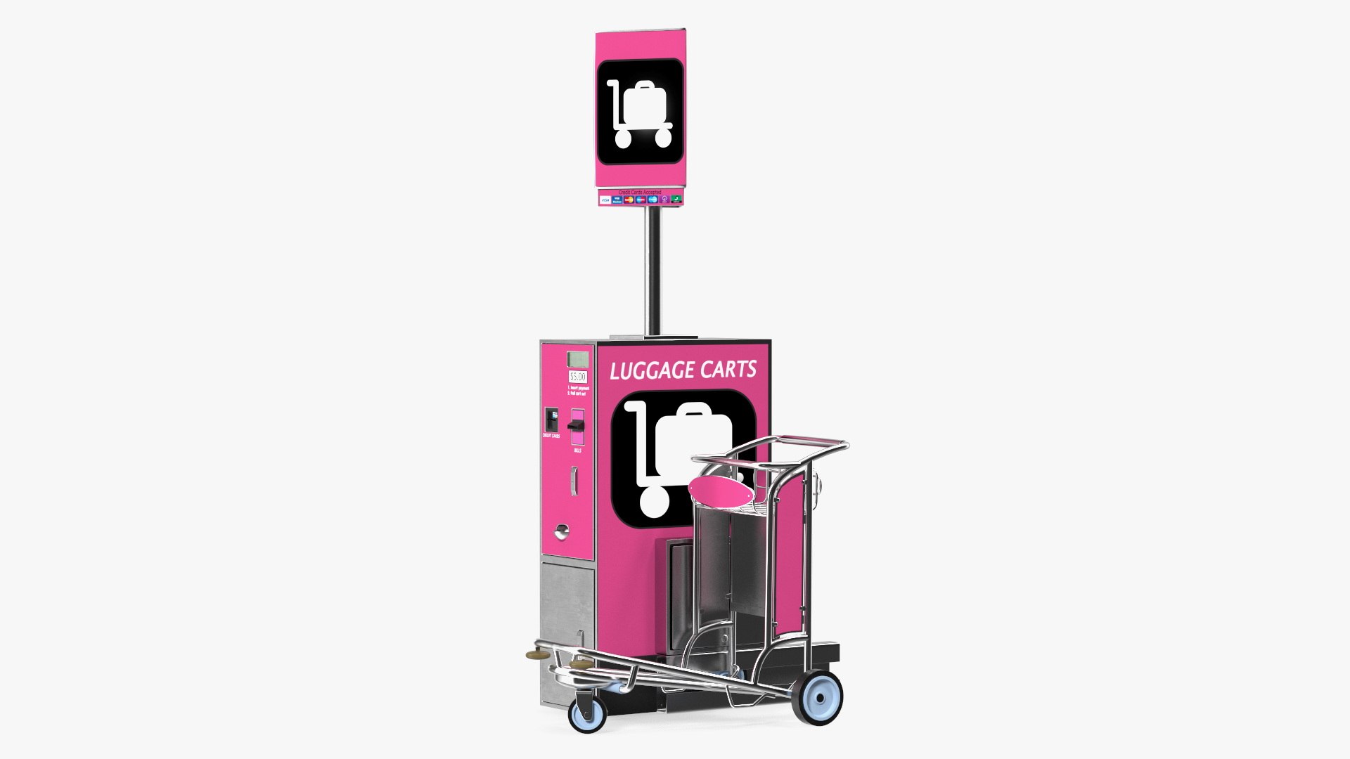 Airport Luggage Carts Management Equipment with Carts 3D model preview