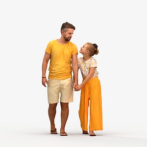 00456Nickolas021 - Adult Caucasian people walking together in casual summer clothing outdoors 3D model