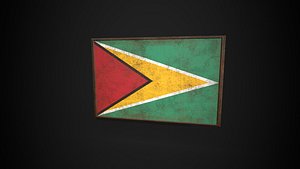 Old Picture Frame With Guyana  Flag - Game Ready PBR Low-poly 3D Model 3D model