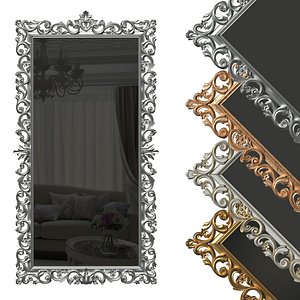 Floor mirror in a carved frame baguette 3D
