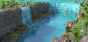 3D niagara falls waterfalls border