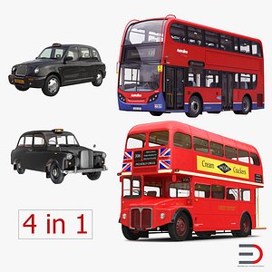 London Bus and Taxi Vehicle Set 2