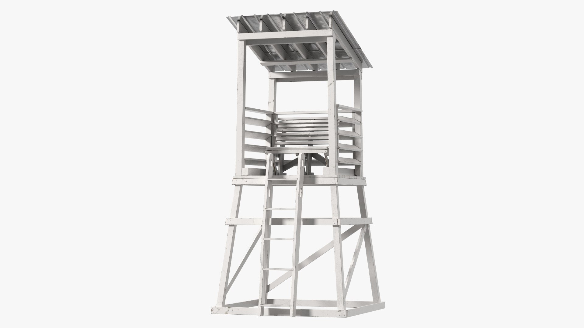Small Wooden Lifeguard Station White New 3D model preview