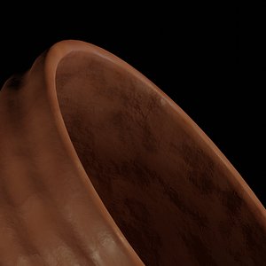 Handmade Ridged Clay Pot 3D model