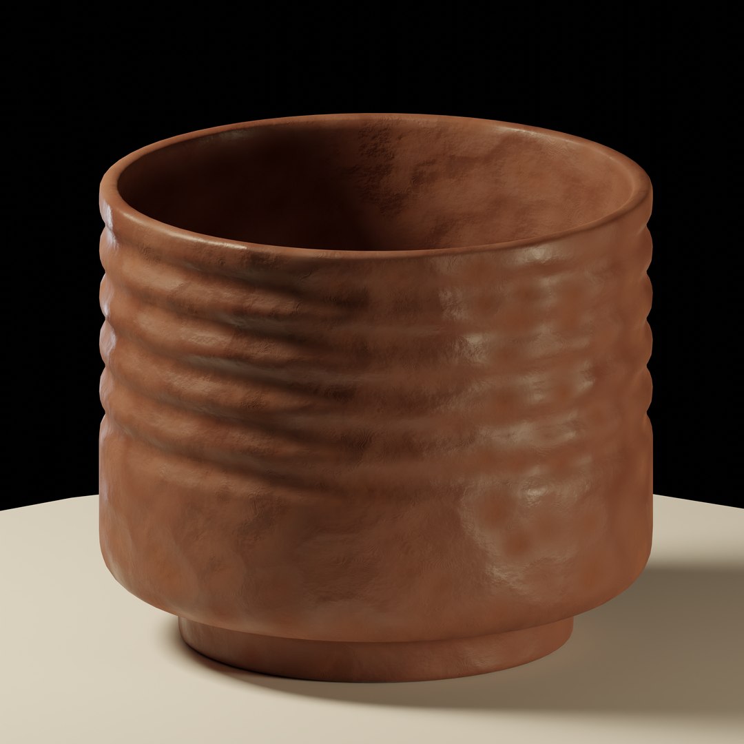 Handmade Ridged Clay Pot 3D Model - TurboSquid 2032984