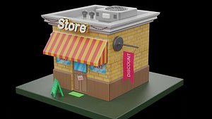 Simple Low poly Store 3D model