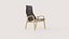 Sillón de salón de respaldo alto con tapizado de piel de oveja y estructura de madera curvada.