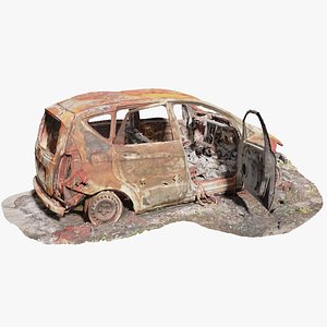 3D Burned Destroyed Car Scanned PBR model