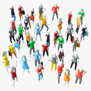 posed people crowd 3D