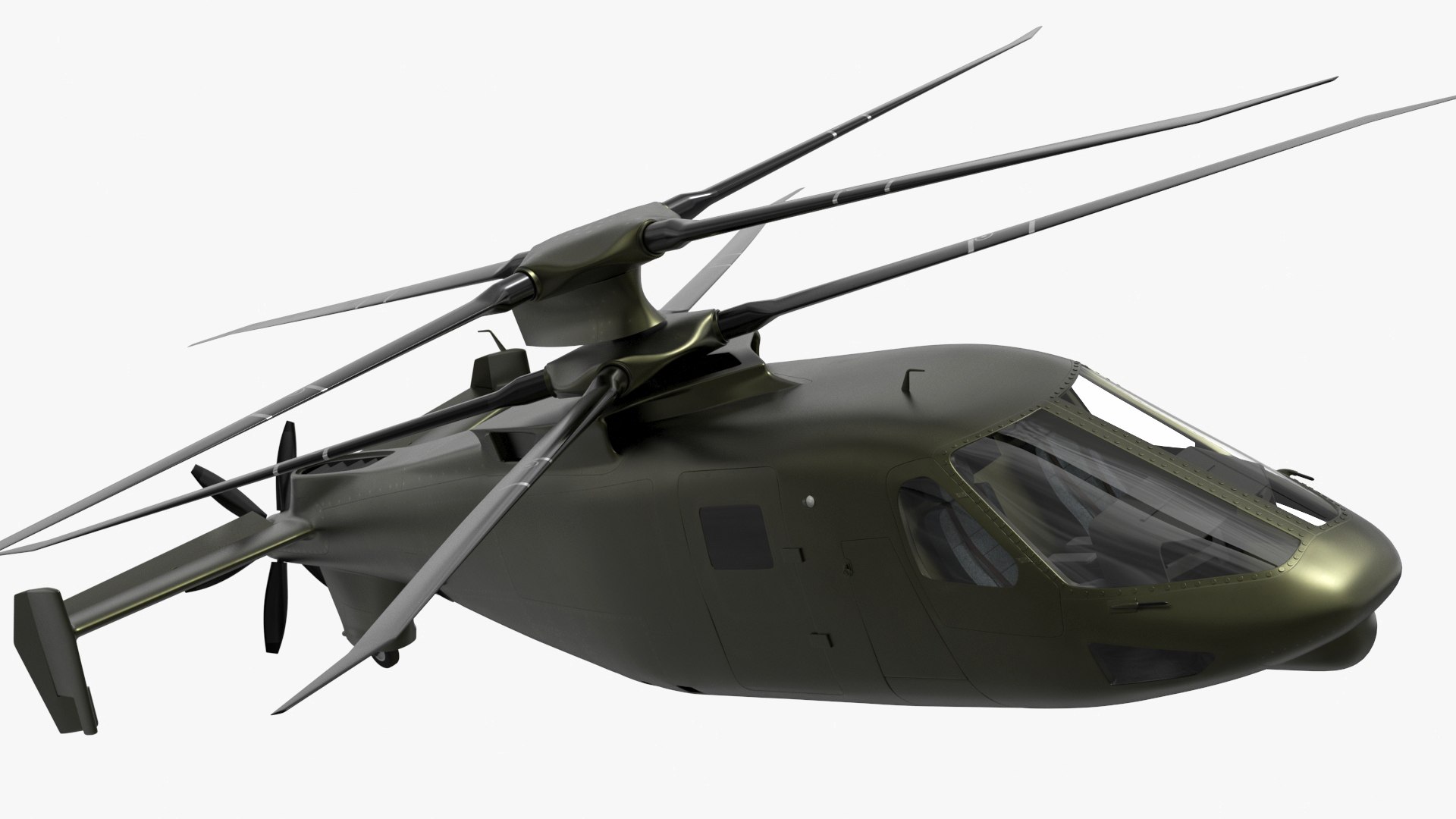 Futuristic Military Helicopter Rigged for Cinema 4D 3D model preview