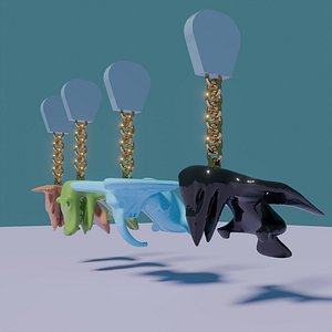 Set of animal keychains or pendants 3D model