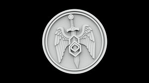 3D Sigil of Archangel Michael Flat Relief Emblem for 3D Print model