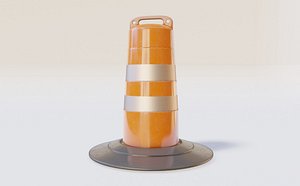 traffic Barrel Barricade with pbr textures