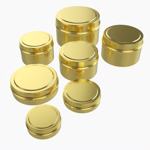 Round decorative gift empty can jars metal 02 brass 3D model