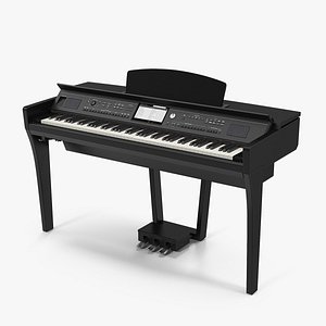 professional digital piano black 3D