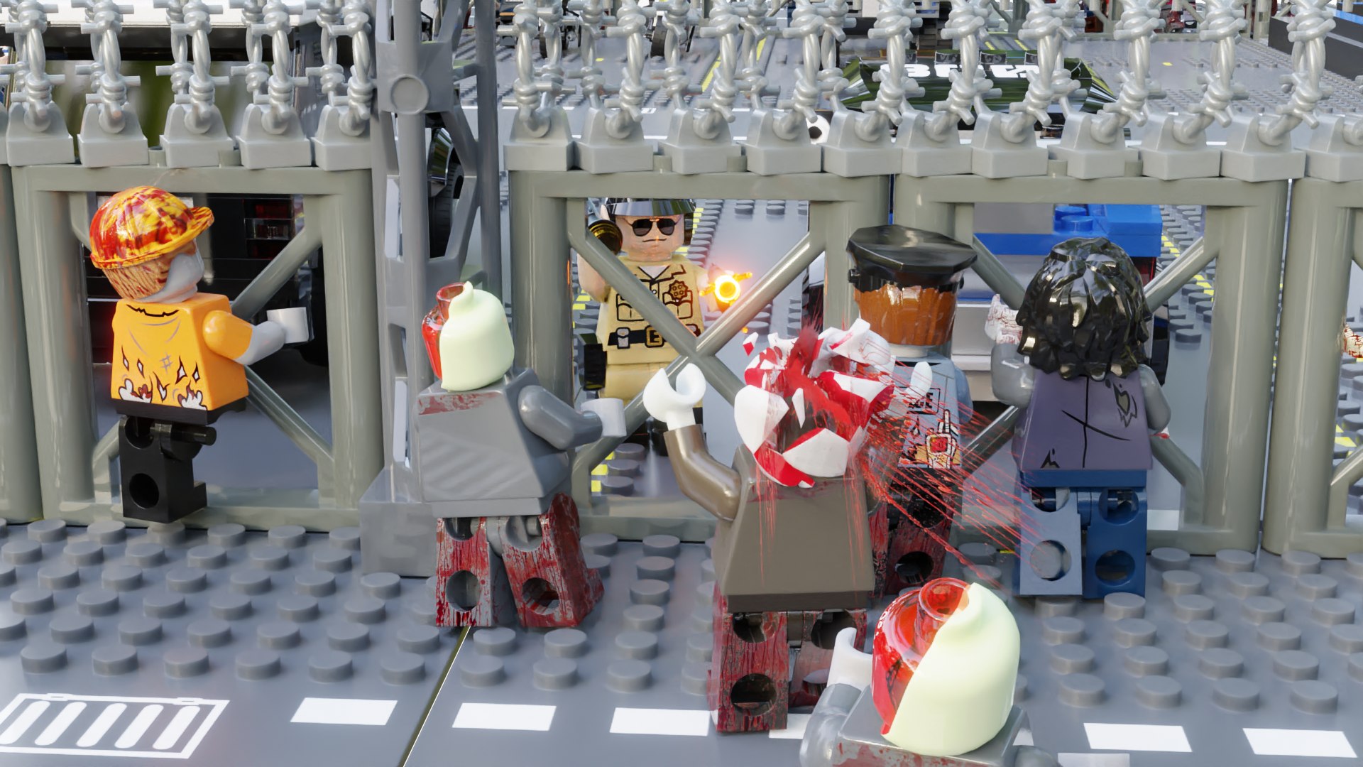 Lego Zombie attack on police station model - TurboSquid 2146700