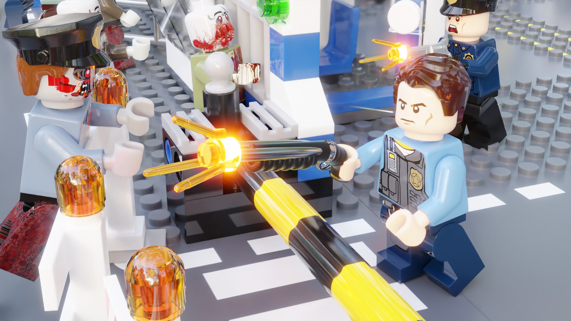 Lego Zombie attack on police station model - TurboSquid 2146700
