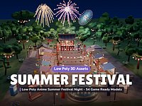 Low Poly Anime Summer Festival Night - 54 Game Ready Models