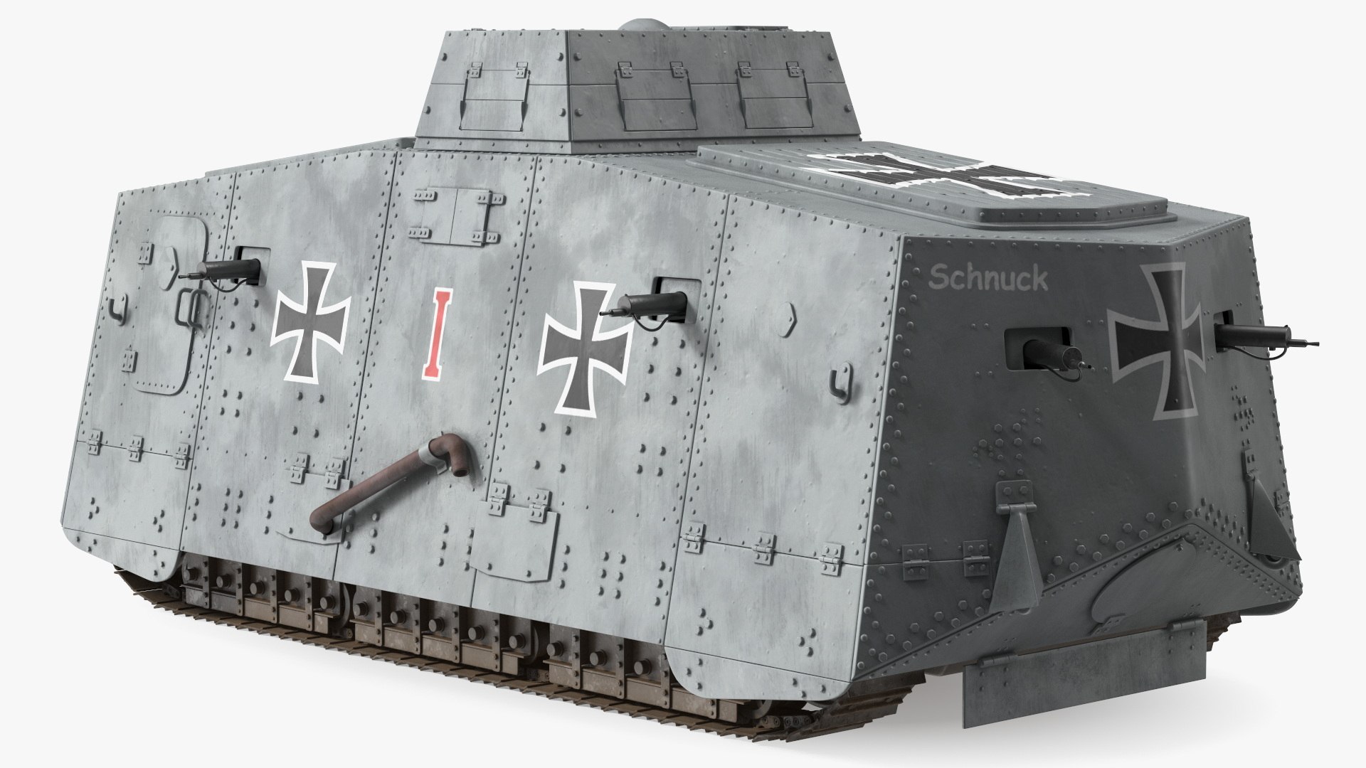 3D Model A7V German Tank WWI Gray Rigged - TurboSquid 2167642