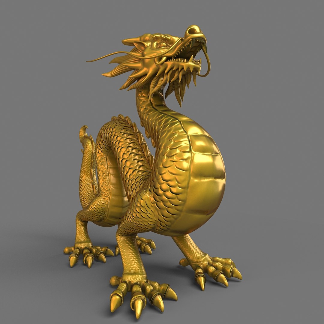 Ancient Dragon Statue 3d Obj