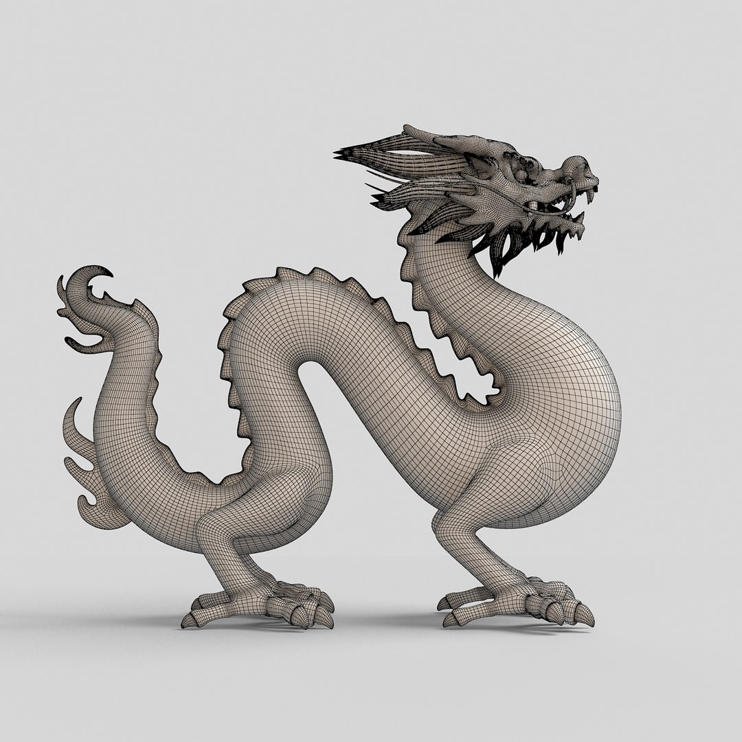 Ancient Dragon Statue 3d Obj