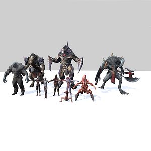 Zombies Animated Characters Sound and Texture Full Pack 3D model