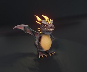 Cartoon Black Dragon Animated 3D Model
