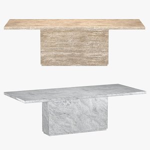 ITALIAN TRAVERTINE PLINTH RECTANGULAR DINING TABLE
