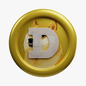 3D Dogecoin or DOGE Gold Crypto Coin with cartoon style