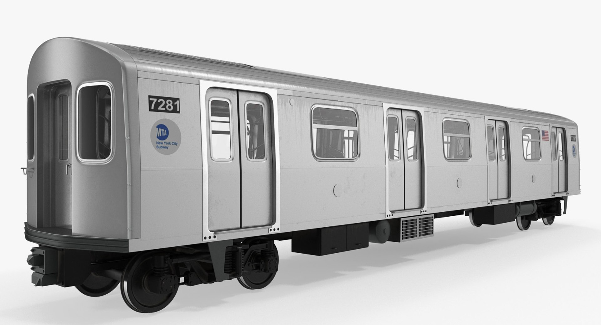 Subway Passanger Wagon R160 Rigged 3D model preview