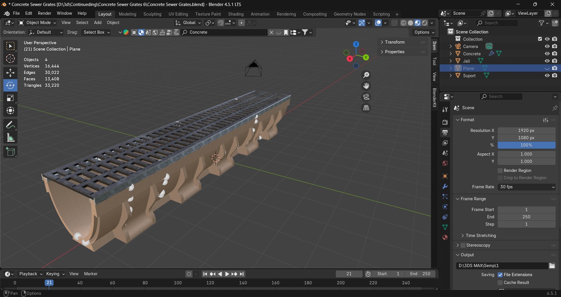 Channel  Drain with Metal Grate model https://p.turbosquid.com/ts-thumb/Zz/SDujsf/7O/screenshot20260111210928/jpg/1768160644/1920x1080/fit_q87/c70b500268c678e490505d55a1129a65860c5313/screenshot20260111210928.jpg