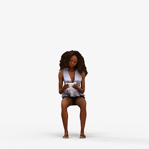 00488Harper008 - Adult Black woman sitting casually in restaurant summer attire 3D model