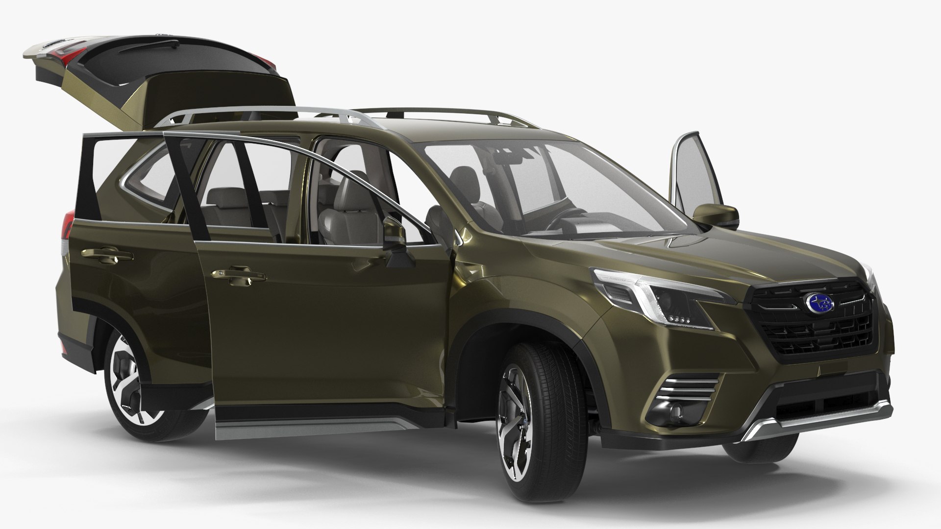Subaru Forester 2022 Green Rigged 3D model preview