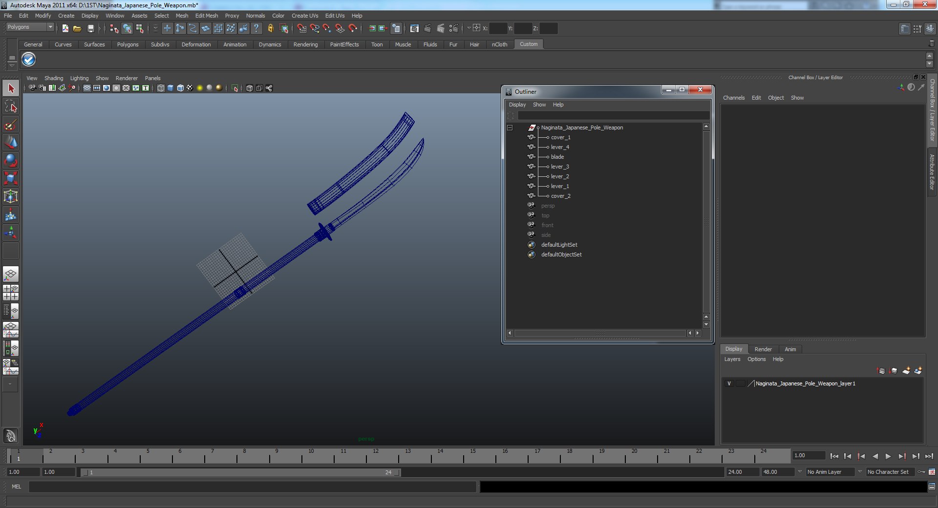 Naginata Japanese Pole Weapon Set 3D model preview