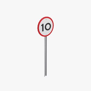 Speed Limit Road Sign 10 3D