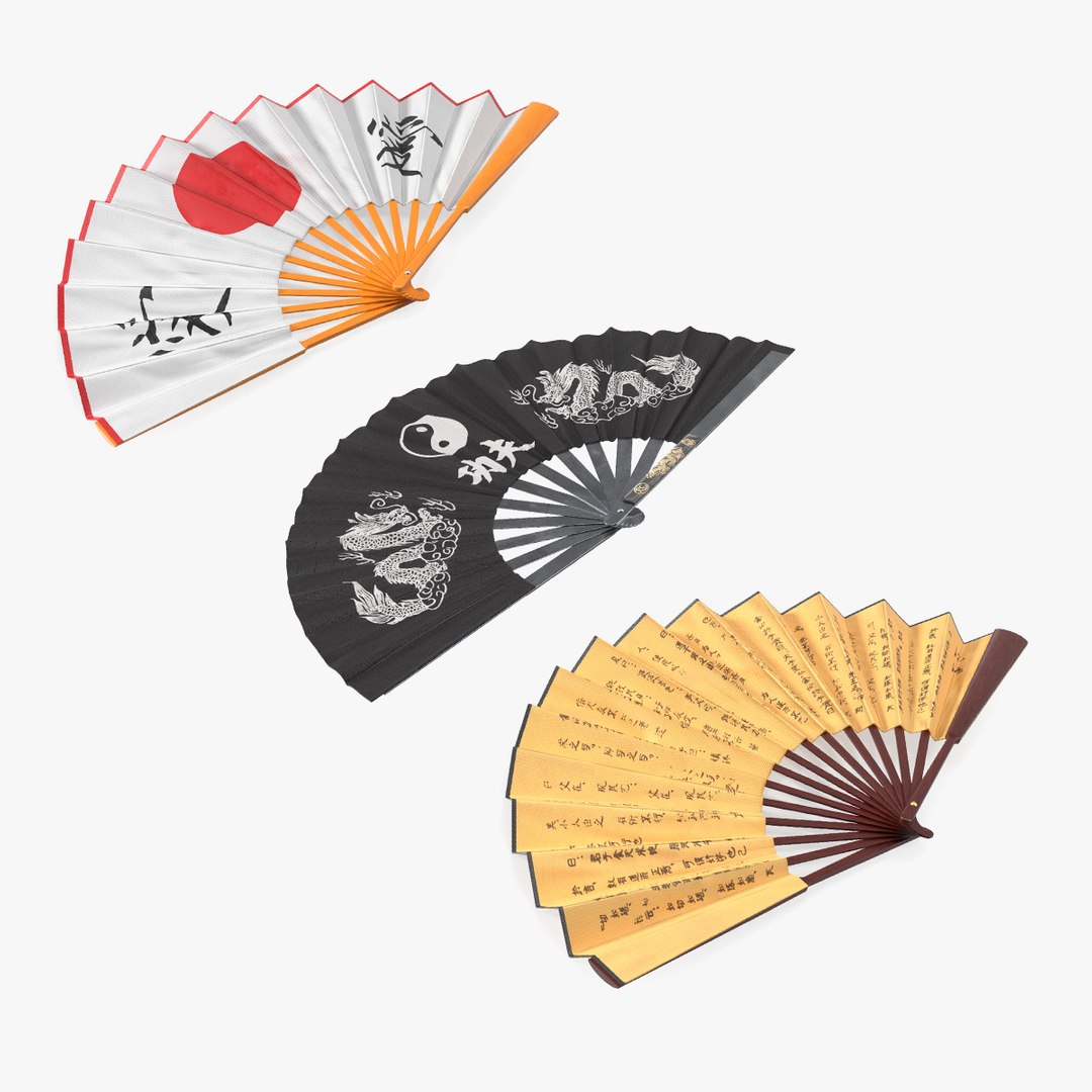 Traditional Personal Fans Collection 3D model preview