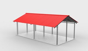 Industrial metal hangar 3D model model