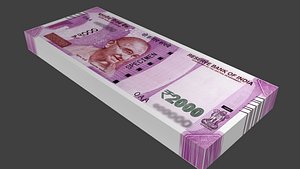 india 2000 rs note 3D