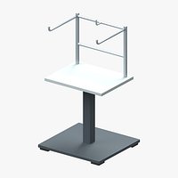 Retail Bagging Station with Rounded Support Arms and Packing Platform